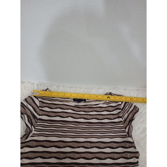 Sharagano Womens White & Brown Round Neck Short Sleeve Knee Length Dress 8 - Picture 5 of 11